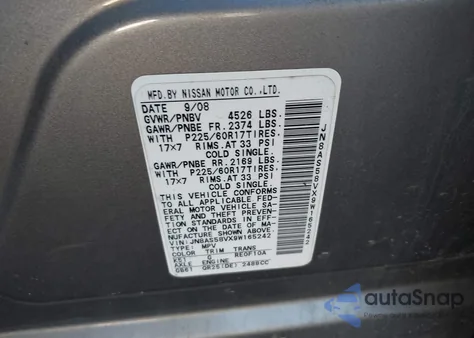 2009 Nissan Rogue Sl из США, поврежденный, VIN JN8AS58VX9W165242